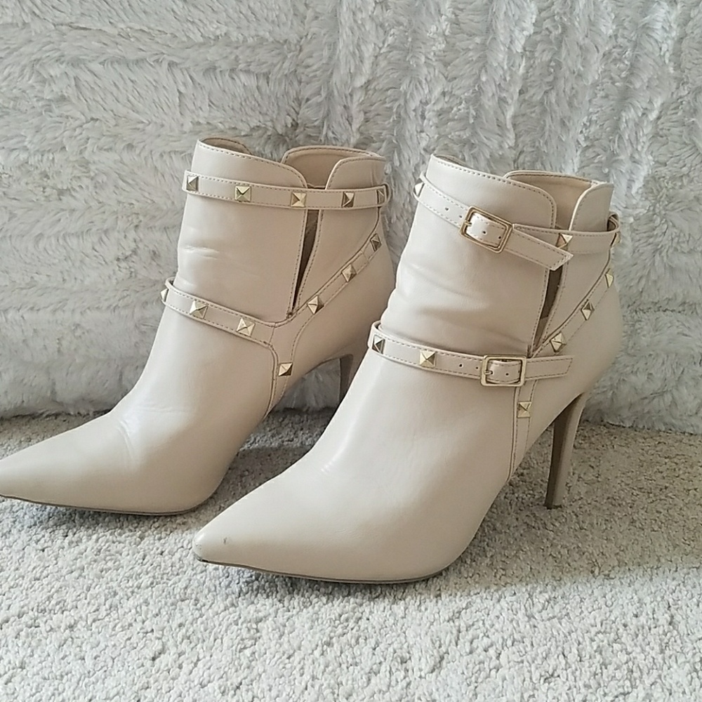 Cream ankle booties